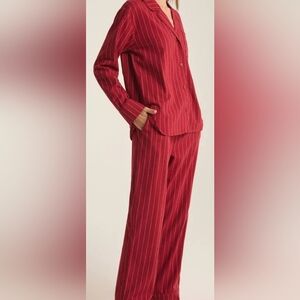 Z SUPPLY STRIPED PJ LONG SLEEVE SET RED SOFT WOMENS SZ MEDIUM EUC COTTON